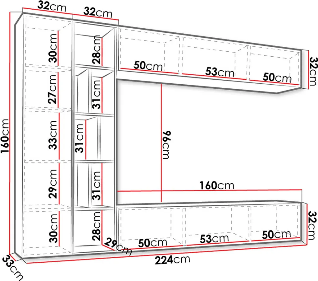 Armoire murale suspendue BLAFEL : Solution de rangement Blanc/Graphite - 3