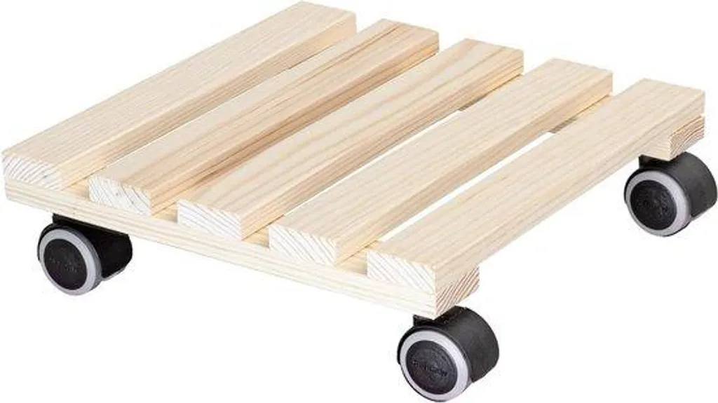 Plateau roulant bois 29 cm avec roulettes fluides pour usage intérieur