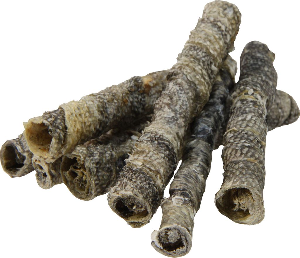 100g Schecker Hundesnack Lachshautröllchen - fettarm - Produktbild 
