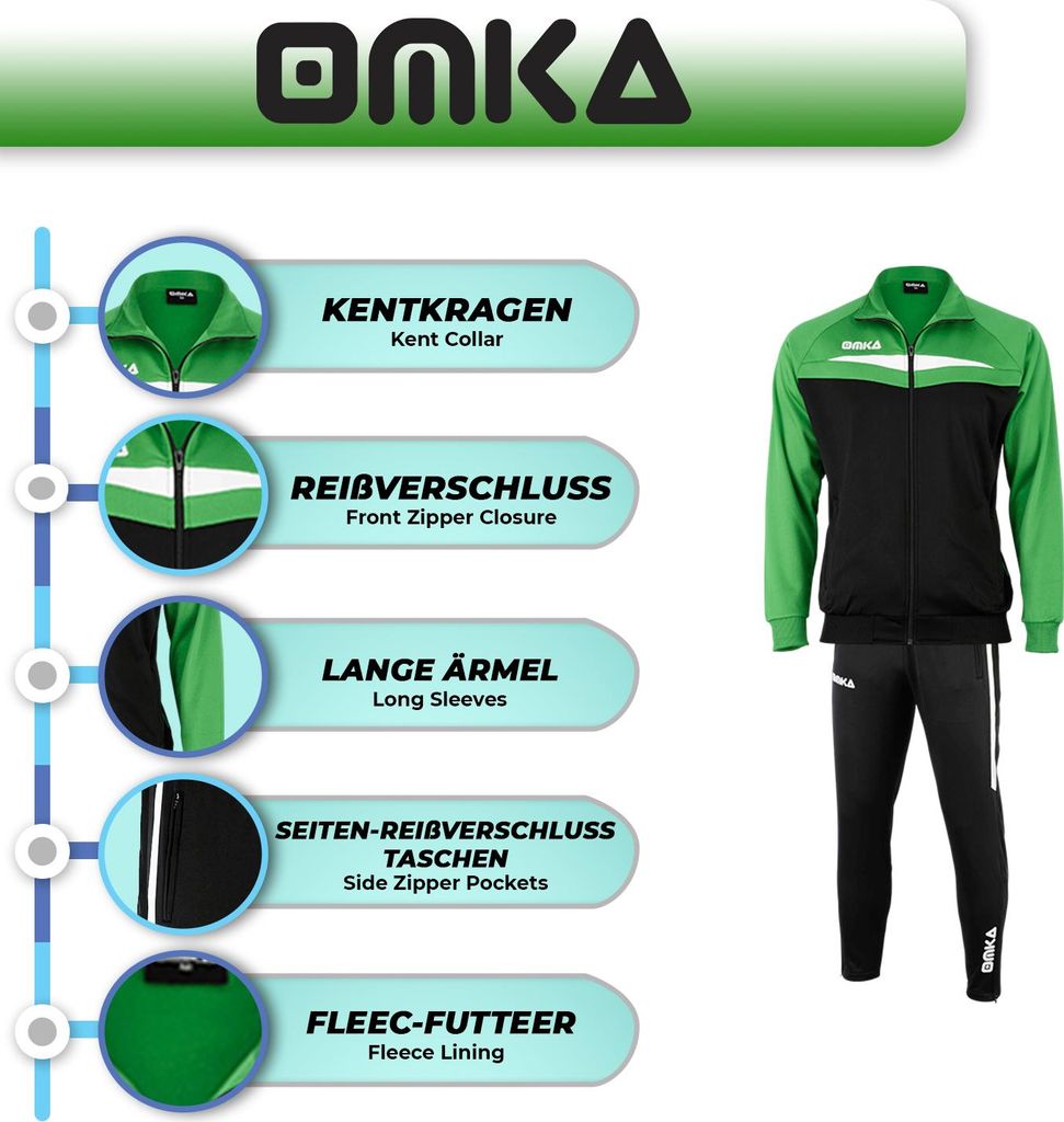 OMKA Trainingsanzug Sportanzug Jogginganzug Freizeitanzug, Farbe:Gelb, Größe:S