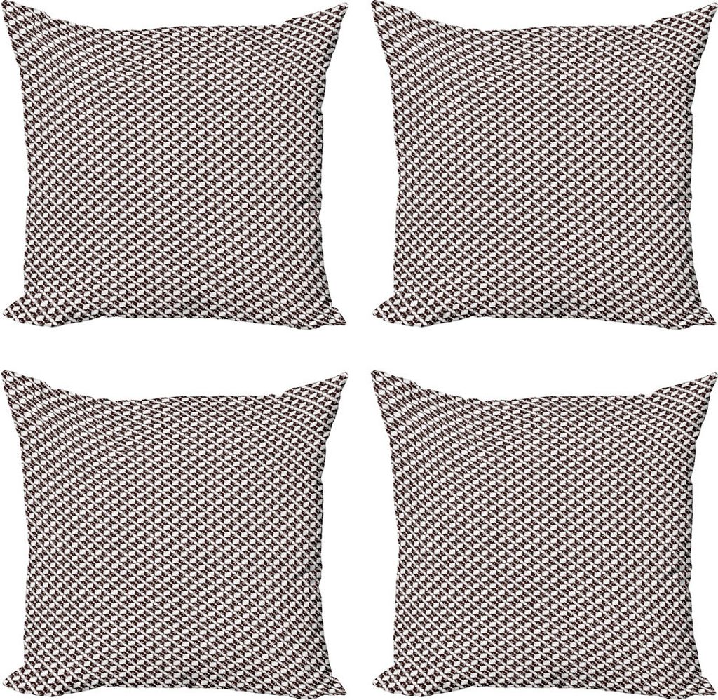 ABAKUHAUS Abstrakt Kissenbezug Set (4 Stück), Monochrome Floral Hexagons, Moderner Doppelseitiger Digitaldruck, 50 cm x 50 cm, Seal Brown und Weiß