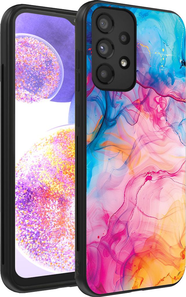 Smartphonica Telefon Fall geeignet für Samsung Galaxy A23 mit Regenbogen Acryl Marmor Print - TPU Backcover Fall Regenbogen Acryl Marmor Design