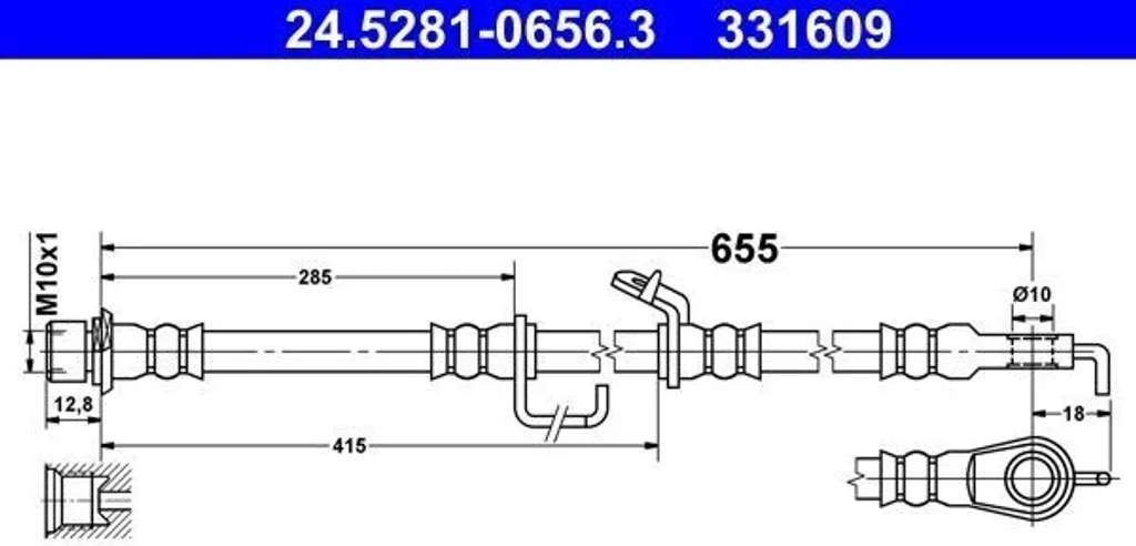 Flexible de frein pour remplacement Toyota Corolla et Auris E18 R2