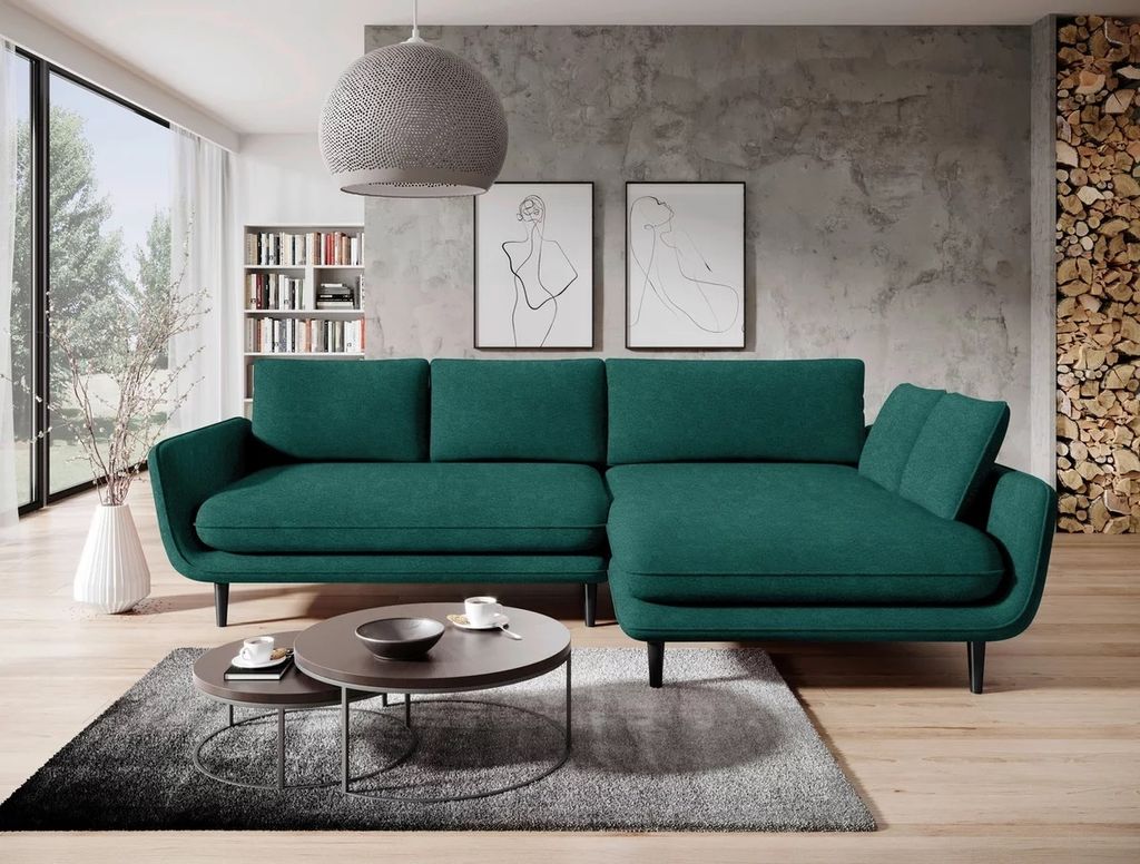 DOMO-HOME Ecksofa mit Schlaffunktion SOLANO – Elegantes Skandinavisches Ecksofa 260x167cm| Bettkasten und Holzbeinen für Komfort und Stil | Hoch...