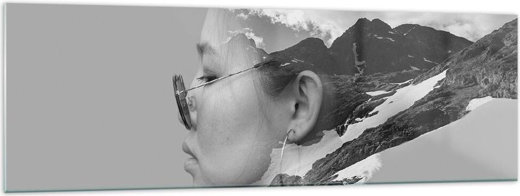 Bilder auf glas - Einteilig - Frau modern schwarz und weiß - 160x50cm - Glasbilder - Wandbilder - Bilder - Wanddekoration aus Glas - Glas Bilder -...