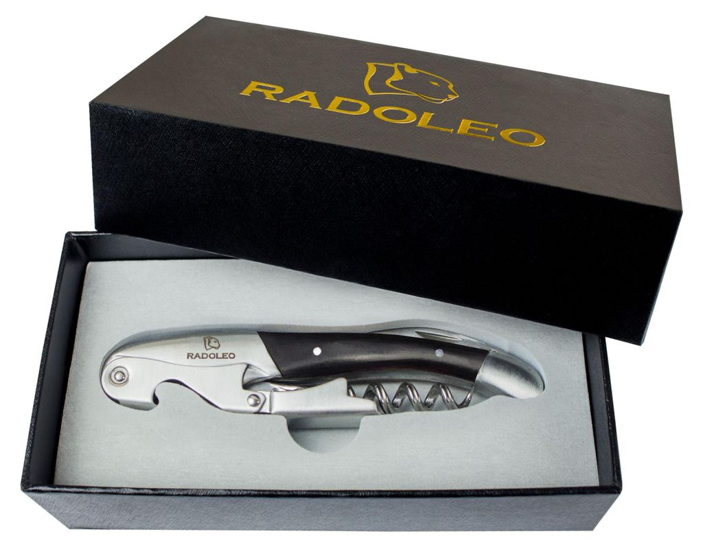 RADOLEO® Kellnermesser EBONY - Korkenzieher & Weinöffner | Produktbild 