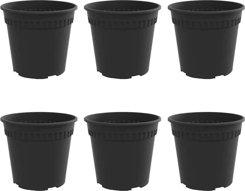 vidaXL Runder Blumentopf 6 pcs Schwarz Ø 19 x 16 cm Kunststoff