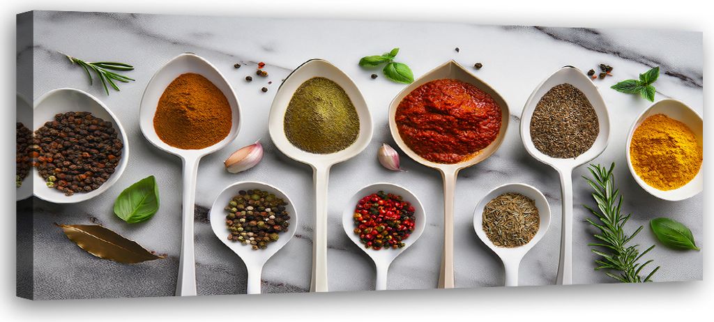 Leinwandbild Aromatische Küchenkräuter 120x40 Feeby Bunt bild für die wand bereit zum aufhängen