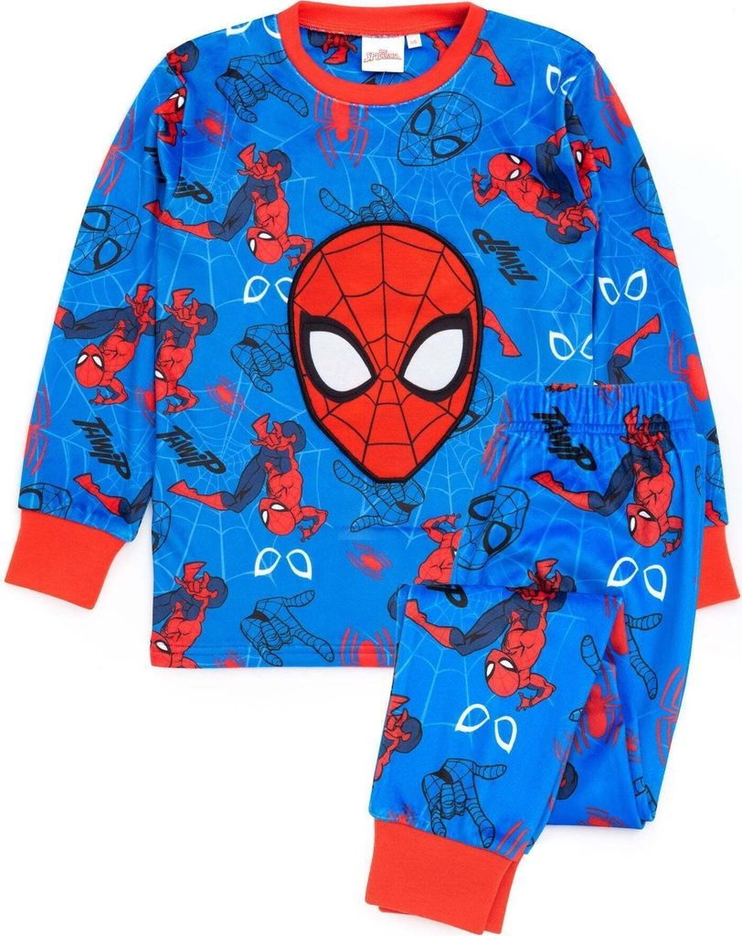 Spider-Man - Schlafanzug mit langer Hose für Kinder NS6592 (116) (Blau/Rot)