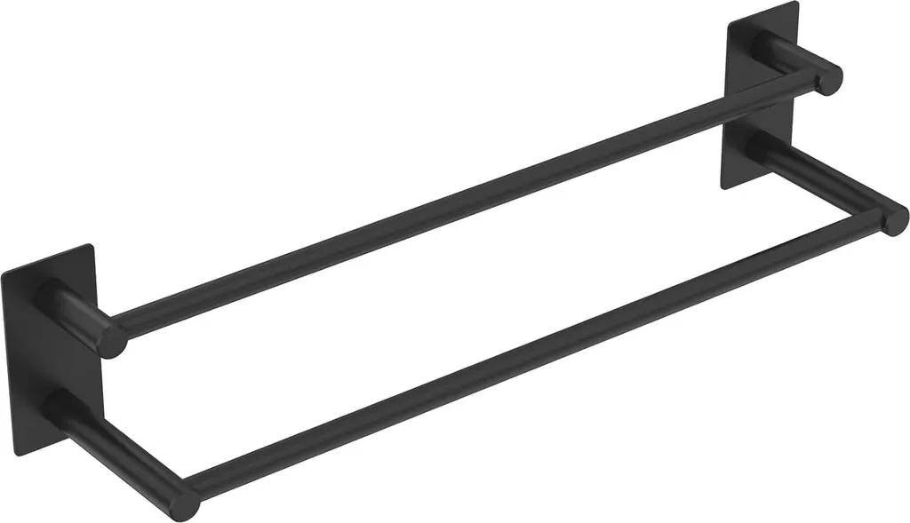 Porte-serviettes double salle de bain noir sans perçage pour cuisine 55cm