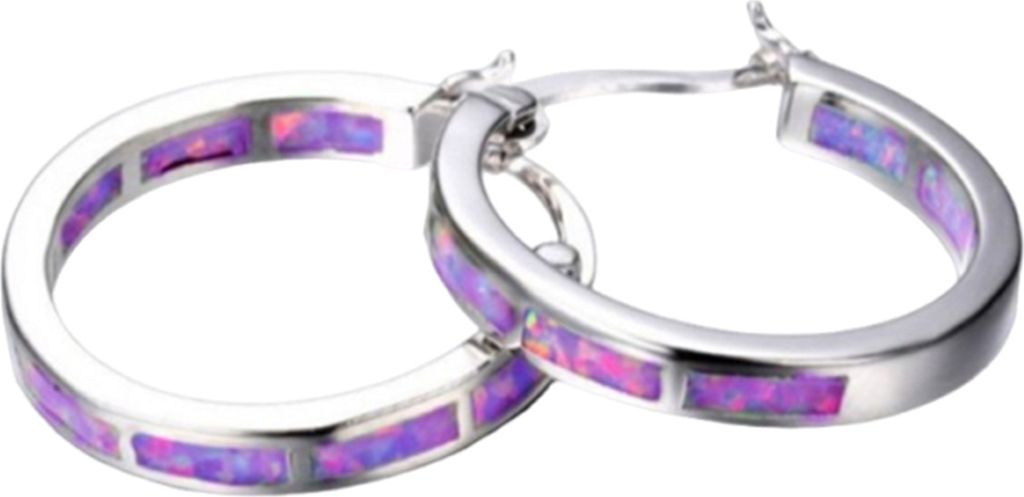 Paar Creolen für Damen, Kunstmondstein, geometrisch, rund, Kreisform, leicht, glatte Legierung, Geschenk zum Geburtstag, Jahrestag, Valentinstag, ...
