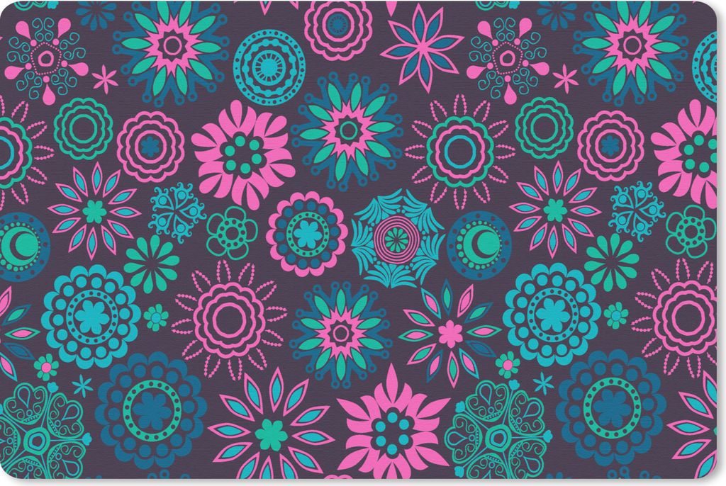 MuchoWow Mauspad Mousepad Neon - Blumen - Muster 27x18 cm - Mousepads - Maus Mat - Pad - Mausunterlage - Büroartikel - Desk Matten