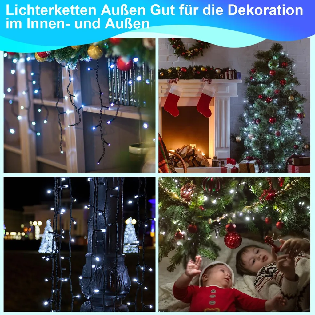 Luci Feste 1000 LED 200M Bianco Freddo Jayseuw Matrimoni e Giardino - 5