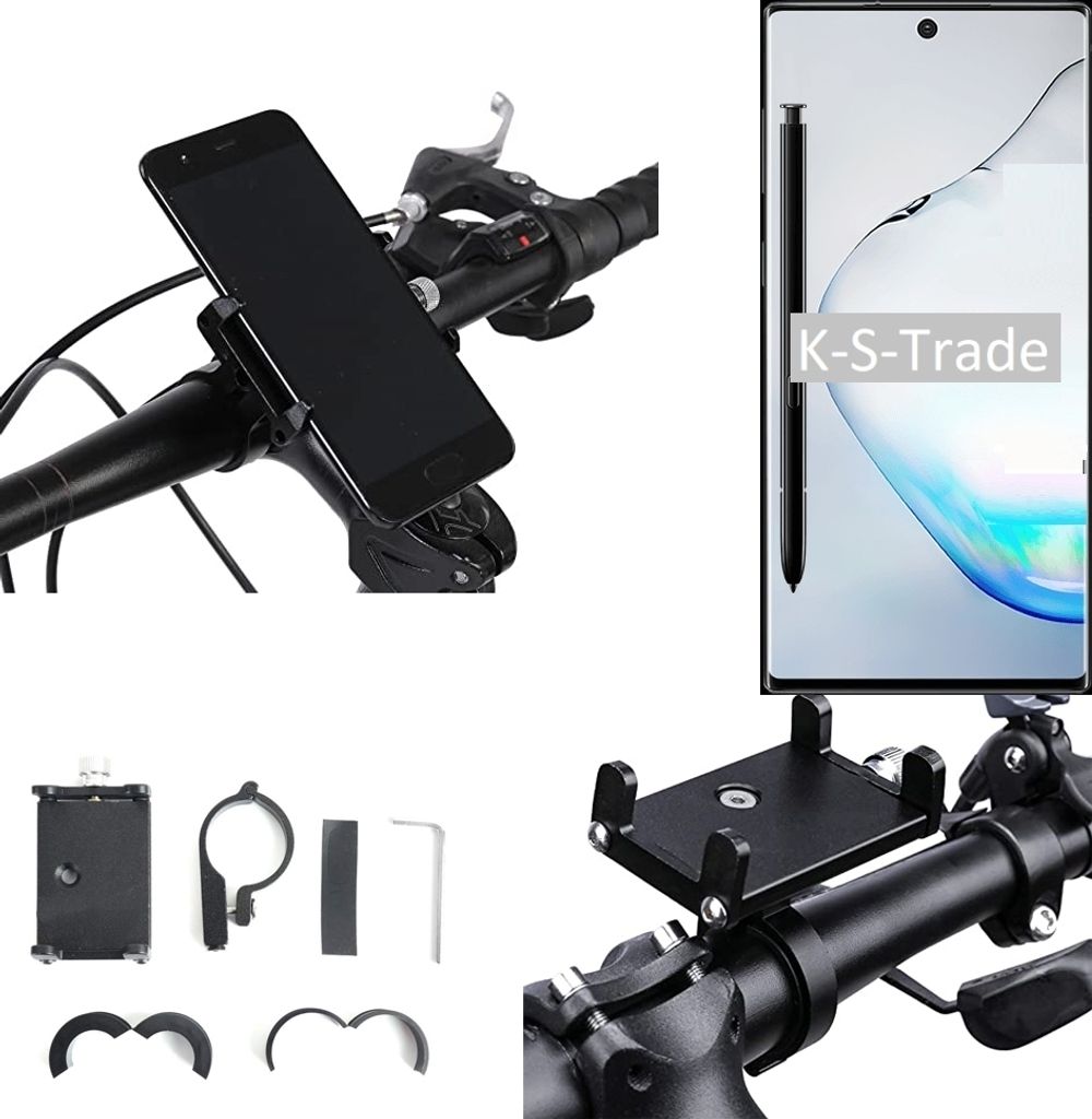 K-S-Trade Handyhalterung für das Fahrrad kompatibel mit Samsung Galaxy Note 10 Halter Lenkstange Fahrradhalterung Motorrad Bike Mount Befestigung