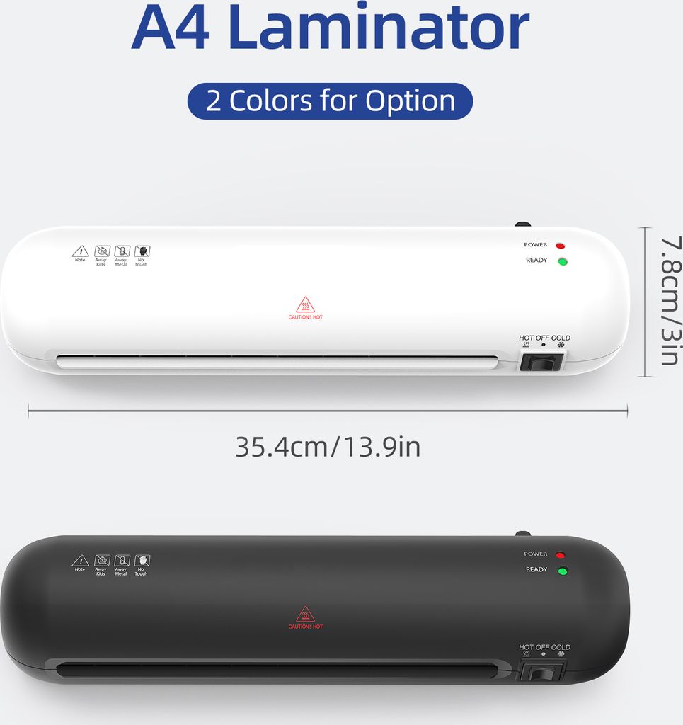 Desktop-Laminiermaschinen-Set, A4-Größe, Heiß- und Kaltlaminierung, 2 Rollensystem, 22,9 cm, maximale Breite, mit Papierschneider, Trimmer, Rund...