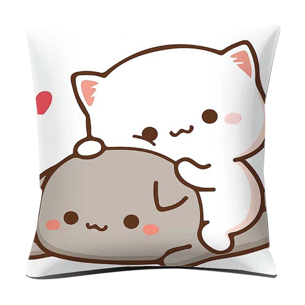 Kissenhülle Cartoon Paar Katzendrucken weiche Waschanschluss Home Dekoration Valentinstag Süße Love Cat Pillow Cover für Auto-Ö