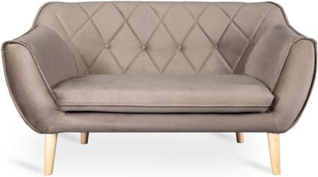 Sofa 2 Sitzer Braun Elegantes Modern Luxus Design Holz Möbel Polster Stoff Neu