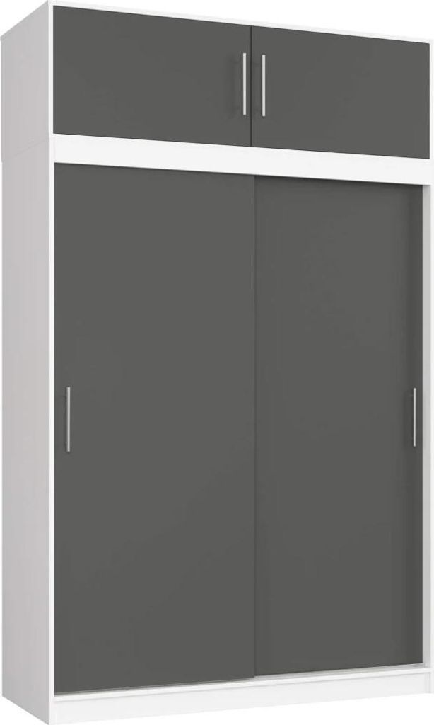 Geräumiger Kleiderschrank 150 cm VALESTRA mit Erweiterung – weiß/dunkelgrau