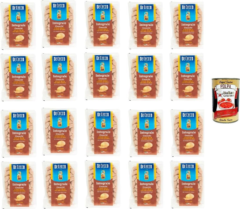 De Cecco Gnocchi di patate integrali, Pasta integrale, Vollkornnudeln, 20x 500g + Italian Gourmet polpa 400g