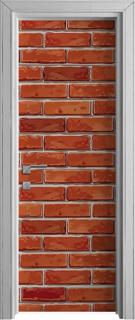 Tür Selbstklebende 70x210 cm Türfolie Türtapete Klebefolie - Rot Wand Ziegel Backstein