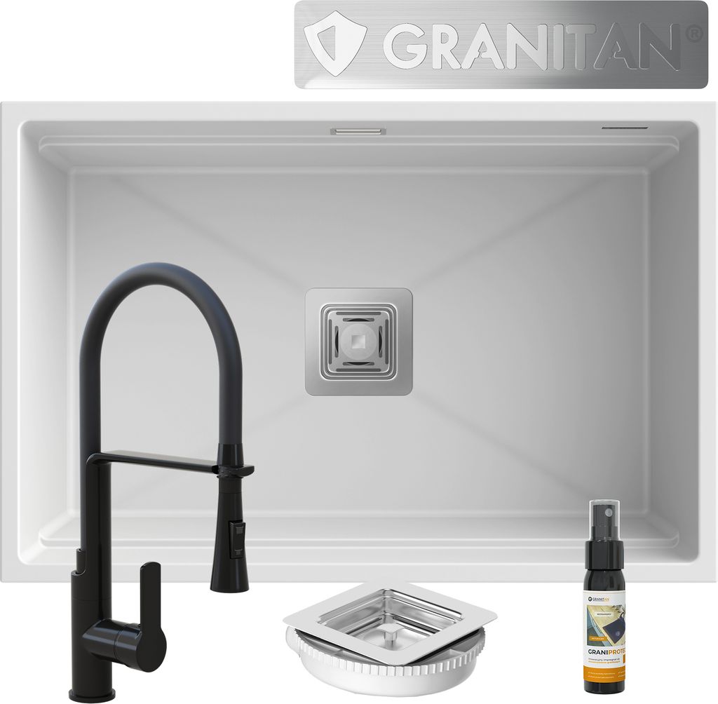 Granit Unterbaubecken Wasserhahn Siphon Quadratisch Epir