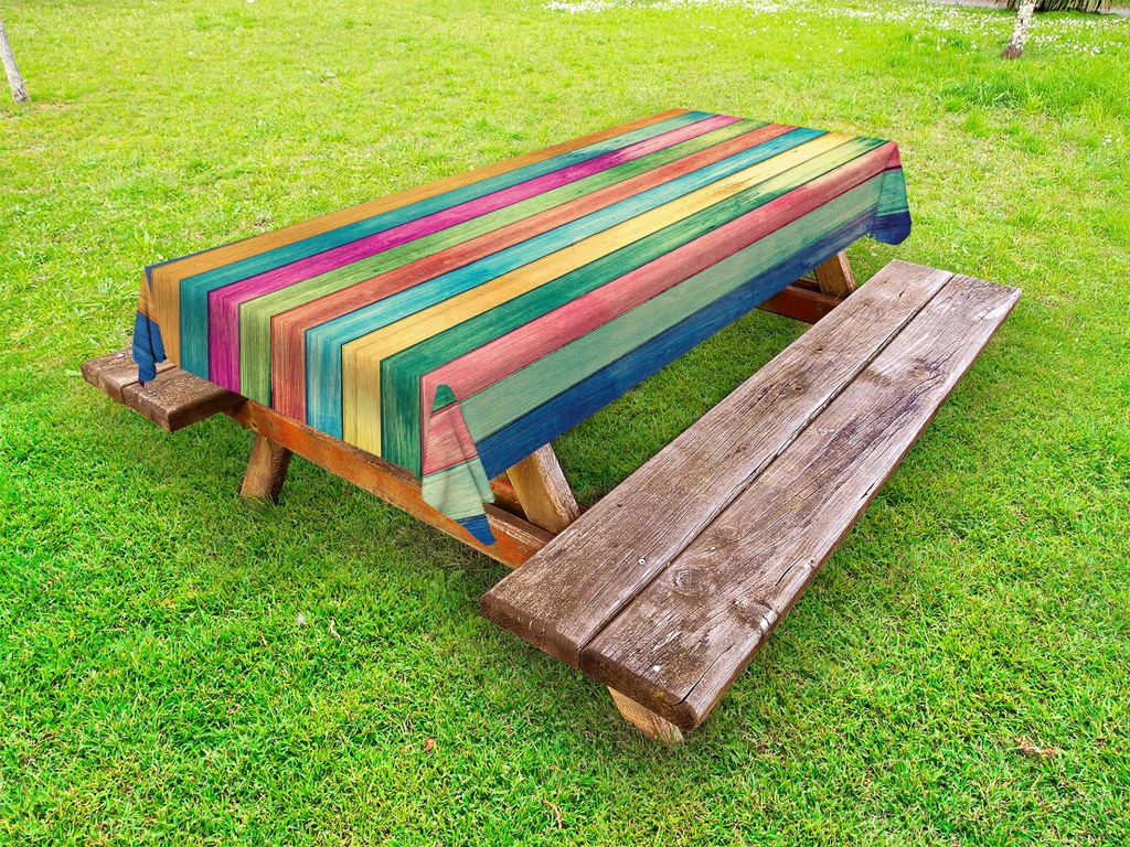 ABAKUHAUS Bunt Tischdecke Outdoor, Vintage Style Grunge hölzerner Hintergrund rechteckiges Brett Antike Blick-Entwurf, Mehrfarbig, 145x305cm