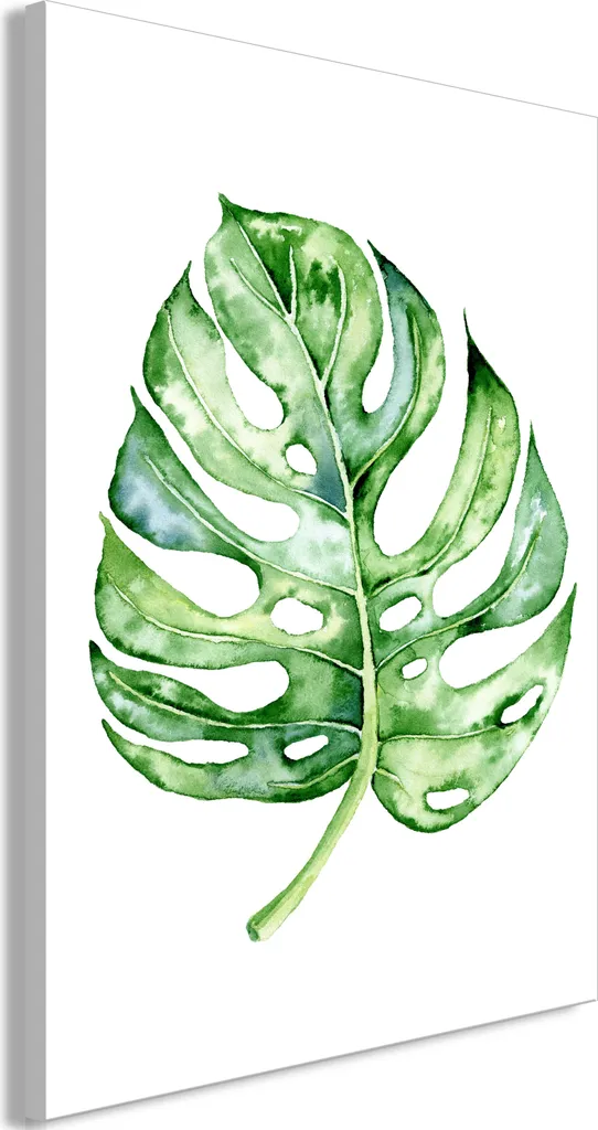 Quadro su tela italiano - Acquerello Monstera (1 parte) verticale 80x120 cm Foglie b-B-0627-b-a