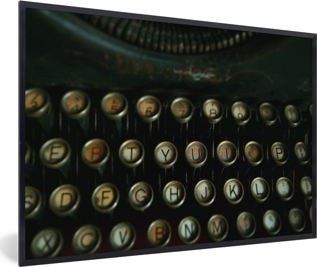 MuchoWow MuchoWow Gerahmtes Poster Schreibmaschine - Vintage - Tastatur 30x20 cm - Poster mit zchwarzem Bilderrahmen - Kunstdruck - Bild-Poster