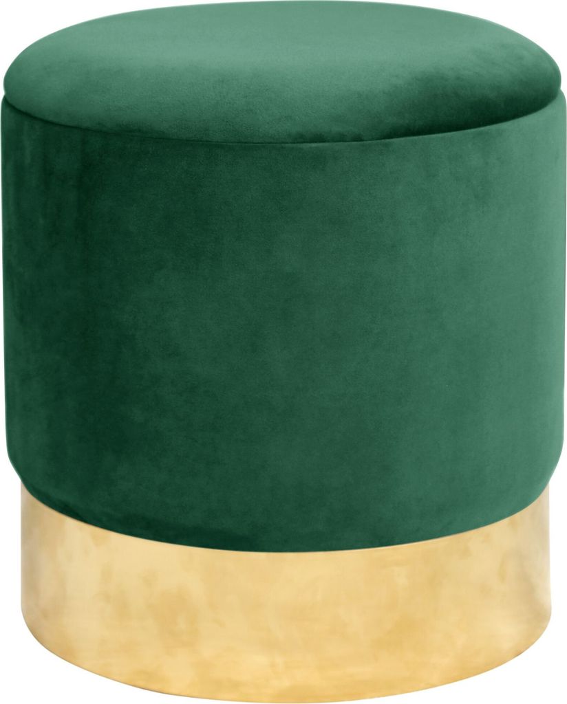 Pouf AKORD GOLDEN aus Samtstoff mit Stauraum in Flaschengrün Höhe 40 cm