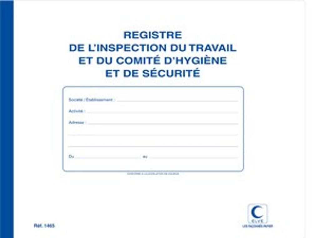 ELVE Registre "Inspection du travail/hygine et sécurité"