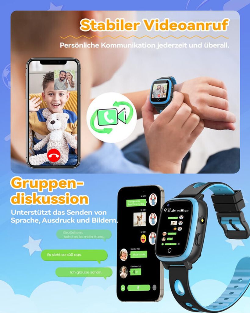4G Smartwatch Kinder mit GPS und Telefonfunktion, IP68 Produktbild 4