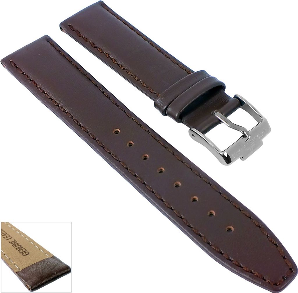 Jacques Lemans Uhrenarmband | Leder für Nostalgie Uhr JL - N-209 29873, Farbe:d.braun