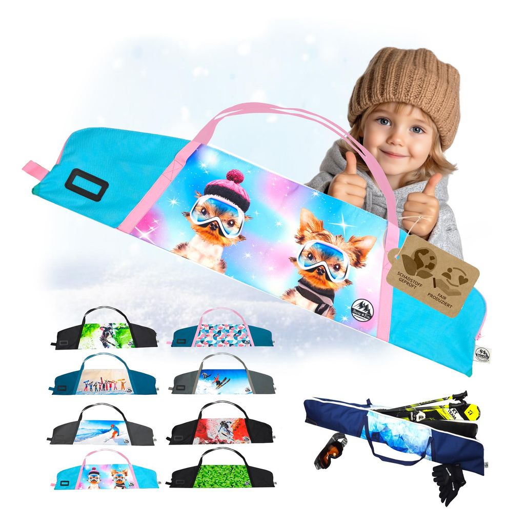 Skitasche für Kinder Kinderskitasche Skisack für Ski und Skistöcke Skibag Skicover wasserdicht 105cm 125cm 145cm (Modell 3/145cm)