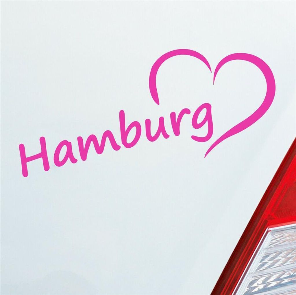 Auto Aufkleber Hamburg HH Herz Heart City Stadt Motorrad 19x8 cm Pink Sticker Heckscheibenaufkleber