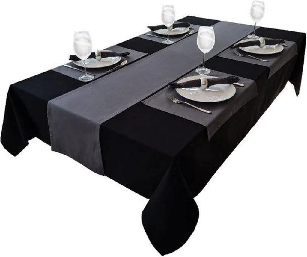 Nappe de table noire en coton premium Concept luxe carrée 100x100 cm