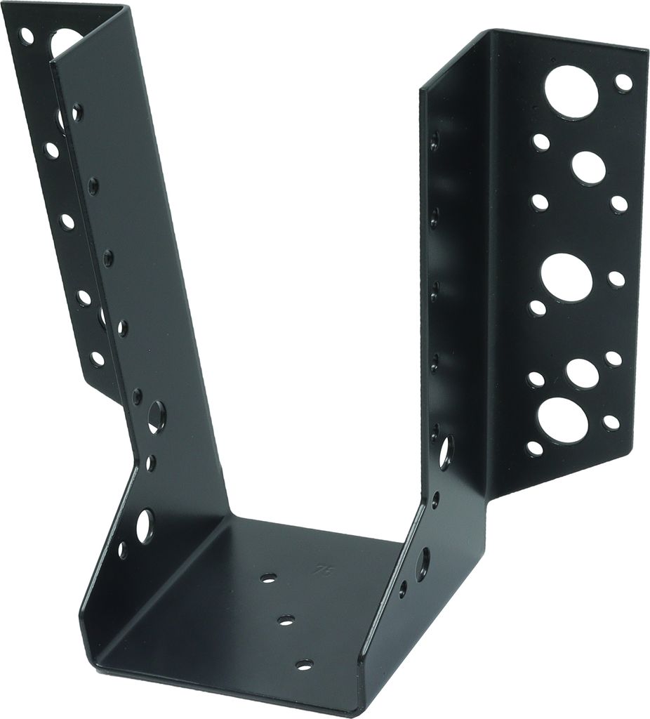 Balkenschuh Schwarz verzinkt Lasche außen für 75 x 175 mm Balken - Pro Stück