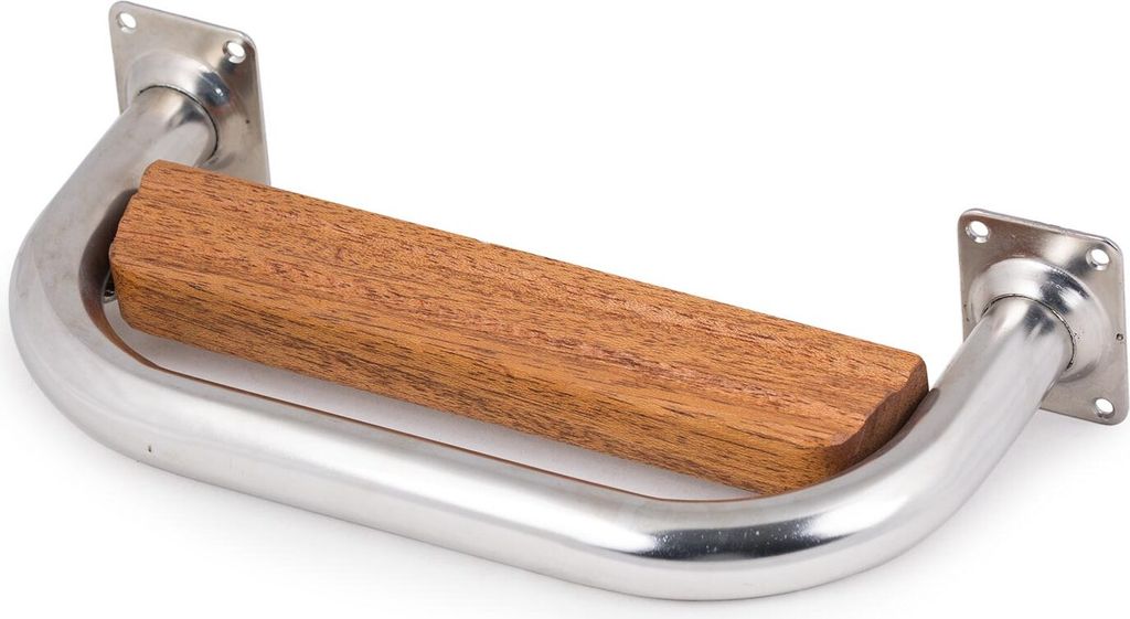 Trittstufe aus Edelstahl und Holz, Breite 290 mm, fürs Boot, rostfrei & salzwasserbeständig