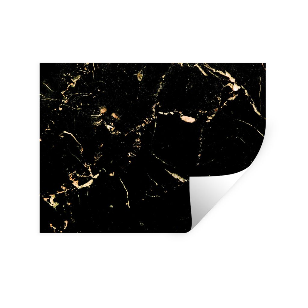 MuchoWow Wandtattoo Wandsticker Wandaufkleber Marmor - Limette - Schwarz - Gold 120x90 cm Selbstklebend und Repositionierbar - Aufkleber