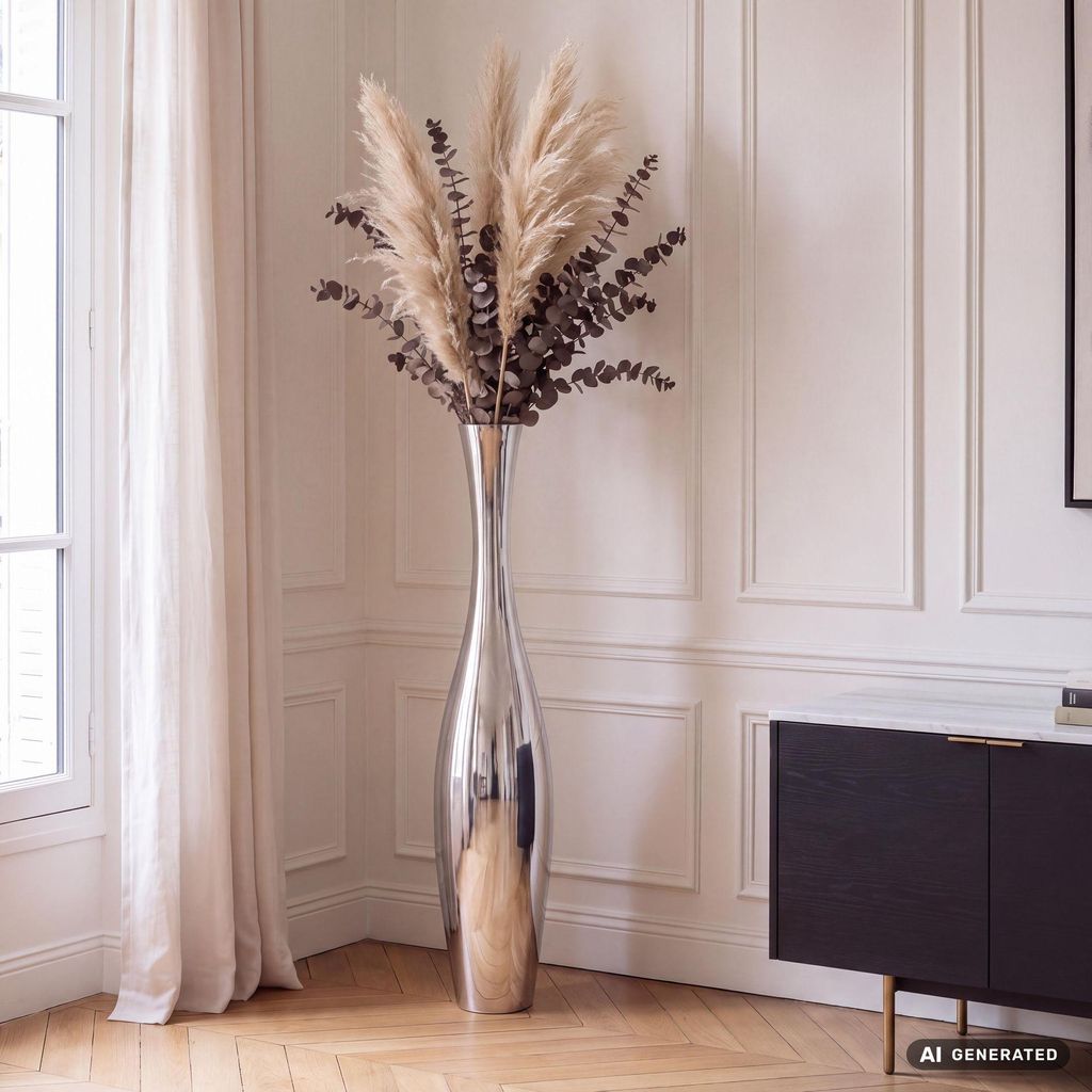 Vaso decorativo FineBuy 100 cm, decorazione in alluminio di Immagine del prodotto  Immagine generata dall'IA
