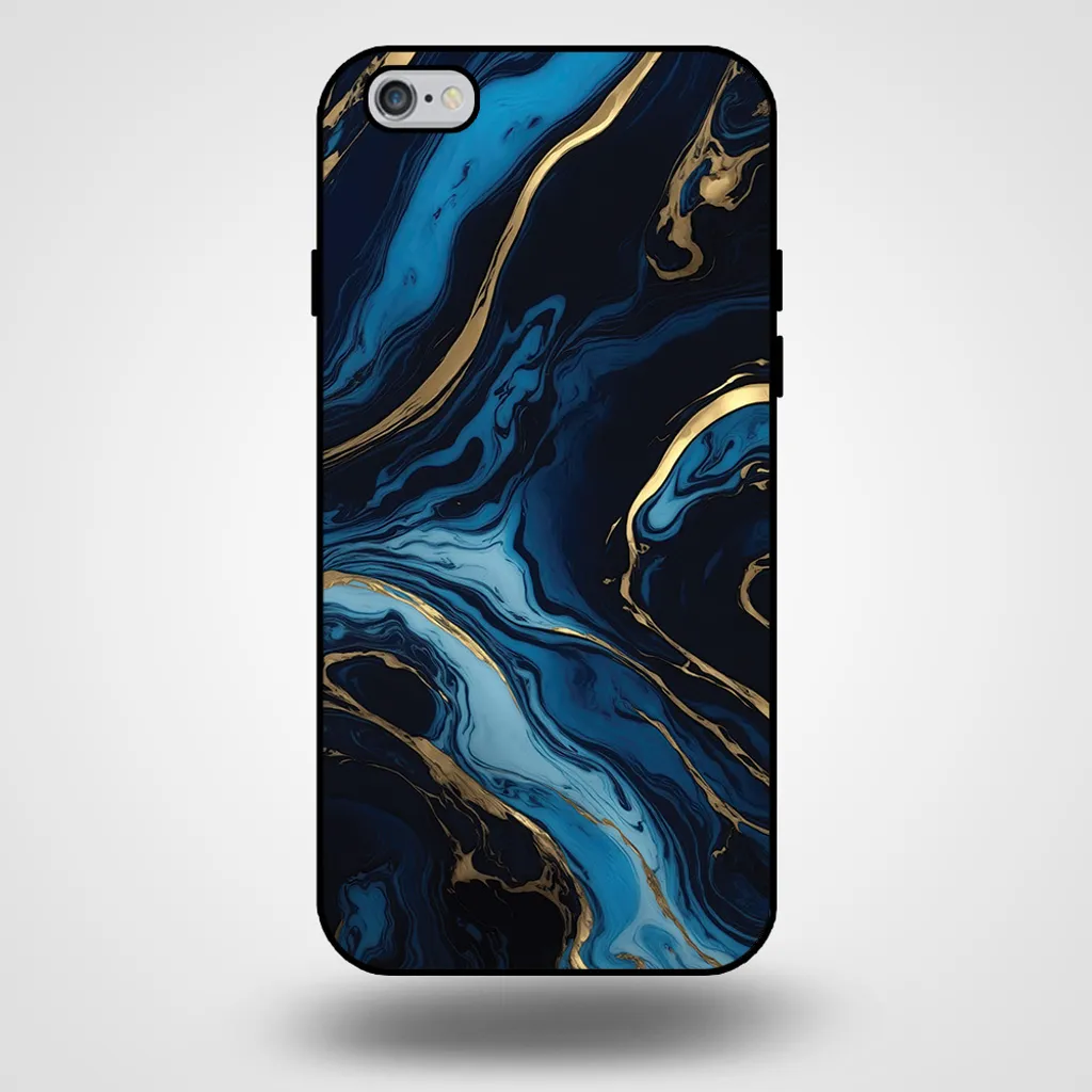 Smartphonica Custodia per iPhone 6/6s con stampa in marmo - Custodia posteriore in TPU con design in marmo - Oro Blu