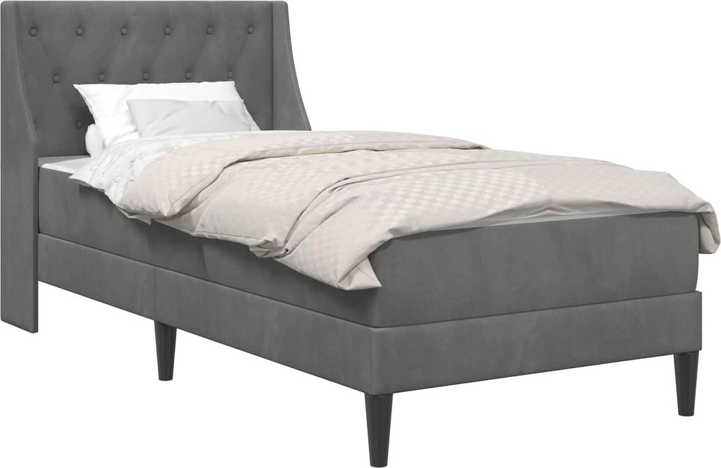 vidaXL Bettgestell mit Matratze Dunkelgrau 80 x 200 cm Samt