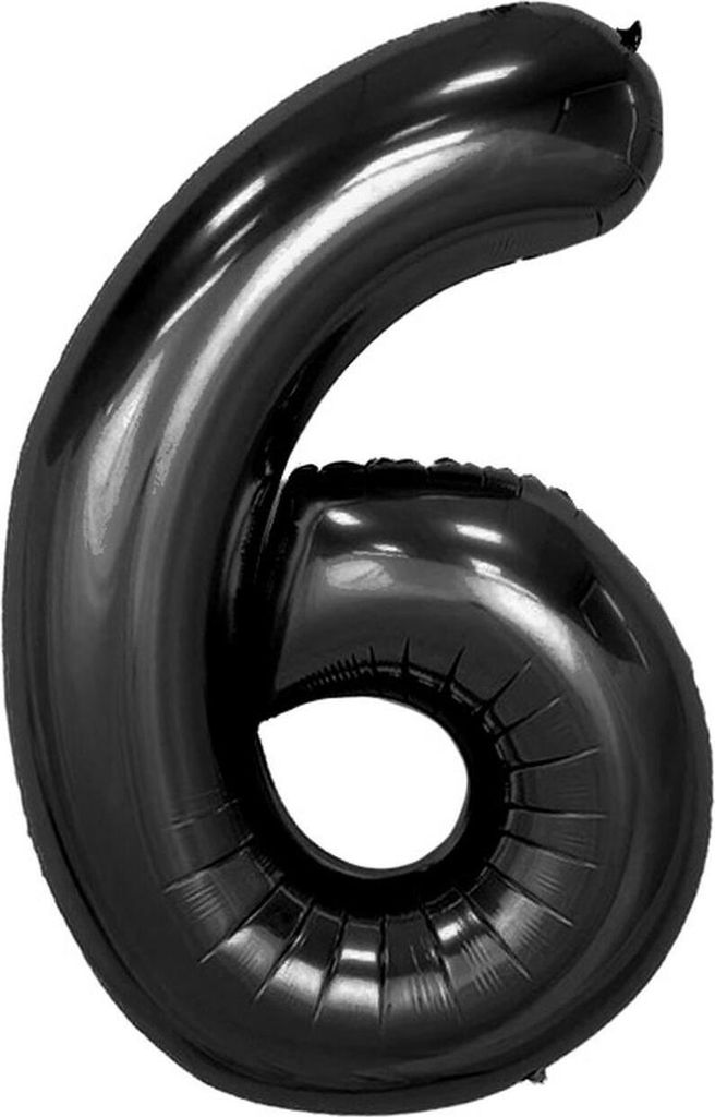 Folienballon Zahl 6, ca. 100 cm, schwarz Produktbild 