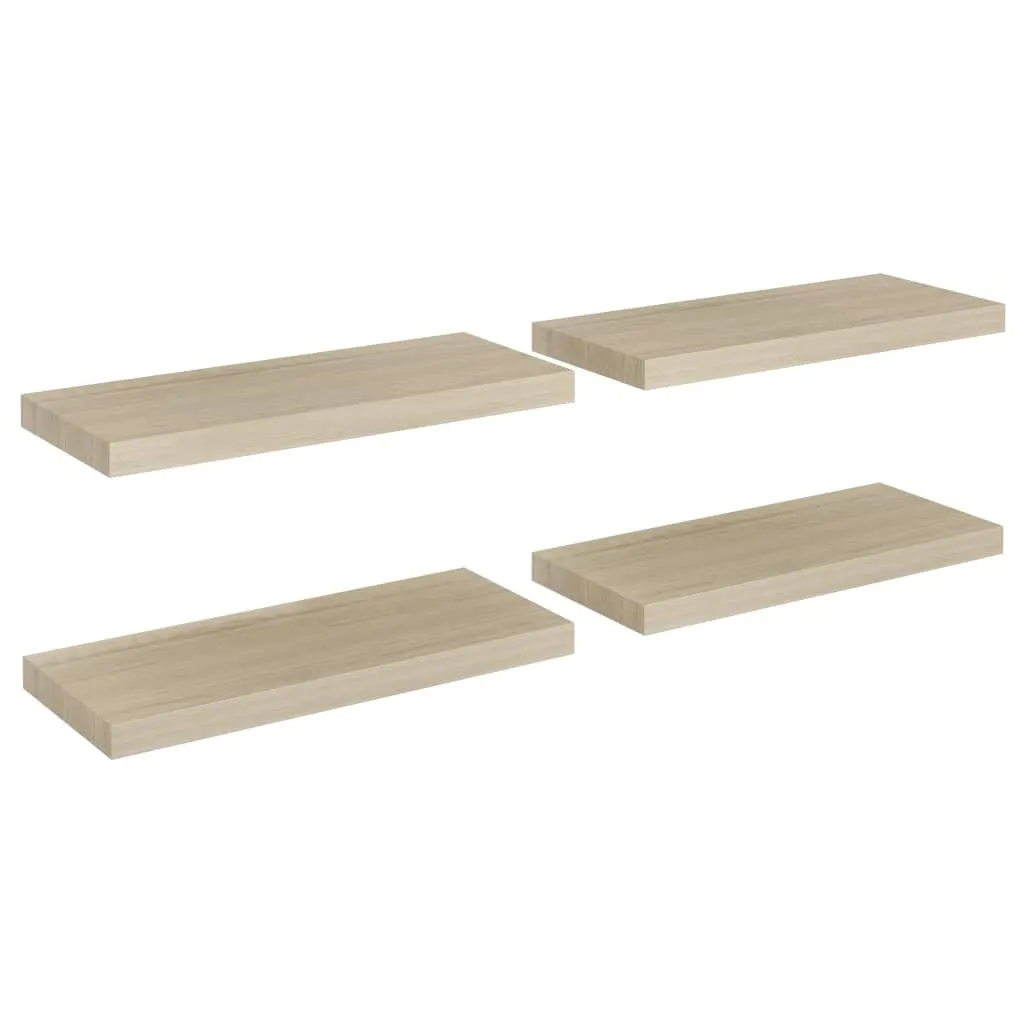 Set 4 Mensole Galleggianti 60x23,5 cm Rovere - Arredo Parete Invisibile