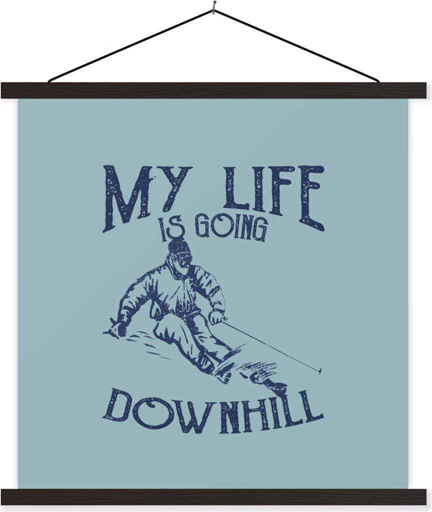 MuchoWow Textilposter Ski - Jahrgang - Schnee 120x120 cm mit schwarzem Rahmen - Aufhängungsset