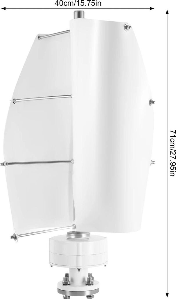 Vertikale Windturbine - 12V Windgenerator - 100 W Maximalleistung - IP67 Wasserdicht - Tragbar - Für Haus & Wohnmobil - Weiß