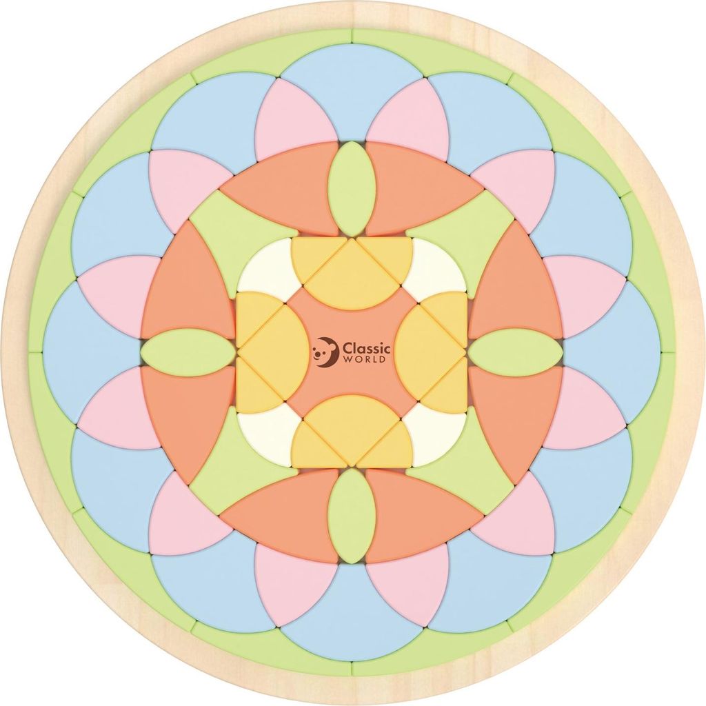 Classic World Pastell-Mandala-Montessori-Puzzle mit Blumen-Mosaik