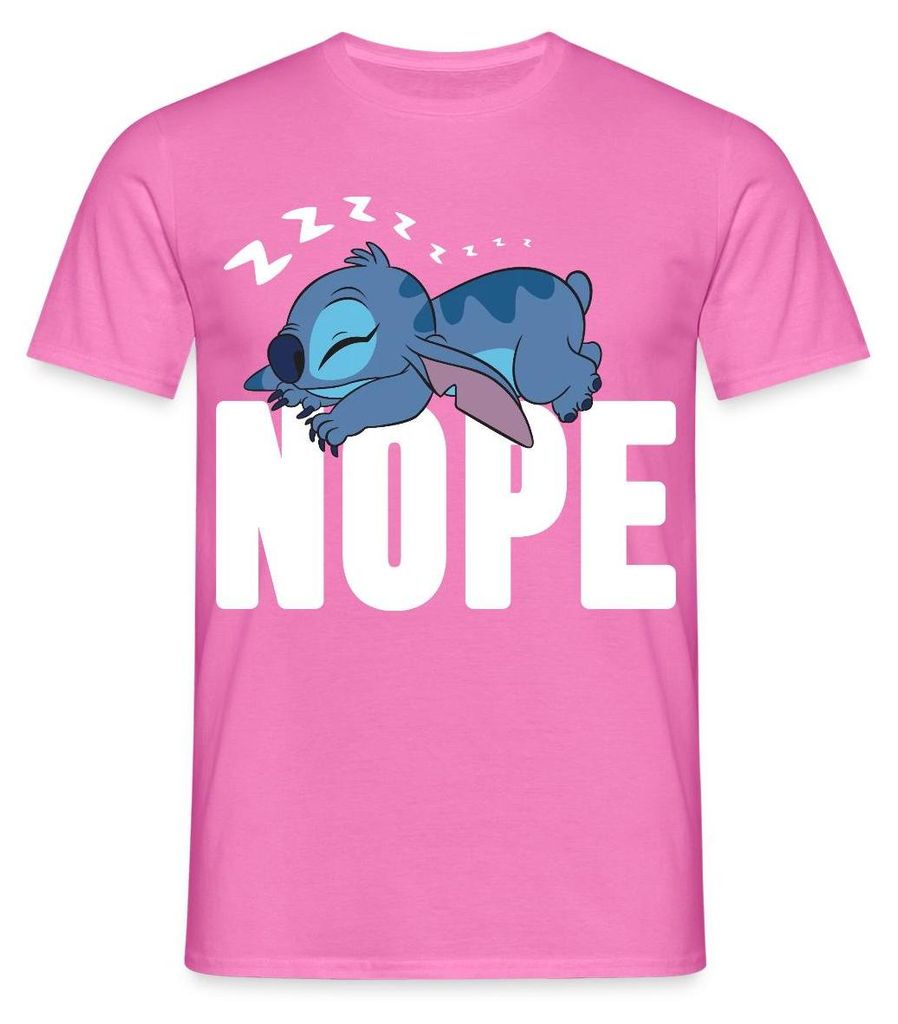 Lilo & Stitch | Schlafender Stitch Nope Männer T-Shirt, XXL, Pink