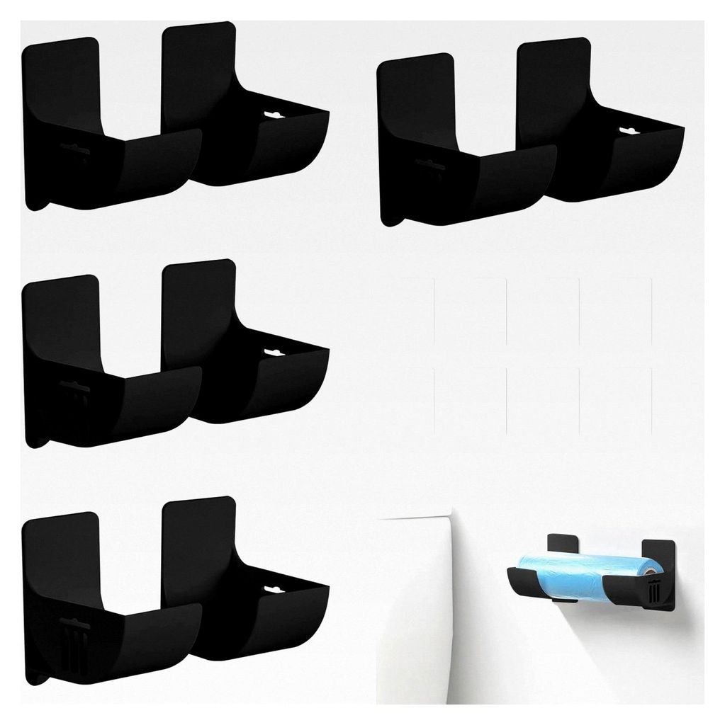 4 Paare Küchen Organizer ohne Stanzen, Wandmontierter Müllbeutelhalter, Müllsackspender, Alufolie Halterung, Selbstklebendes Wandregal für Schr...