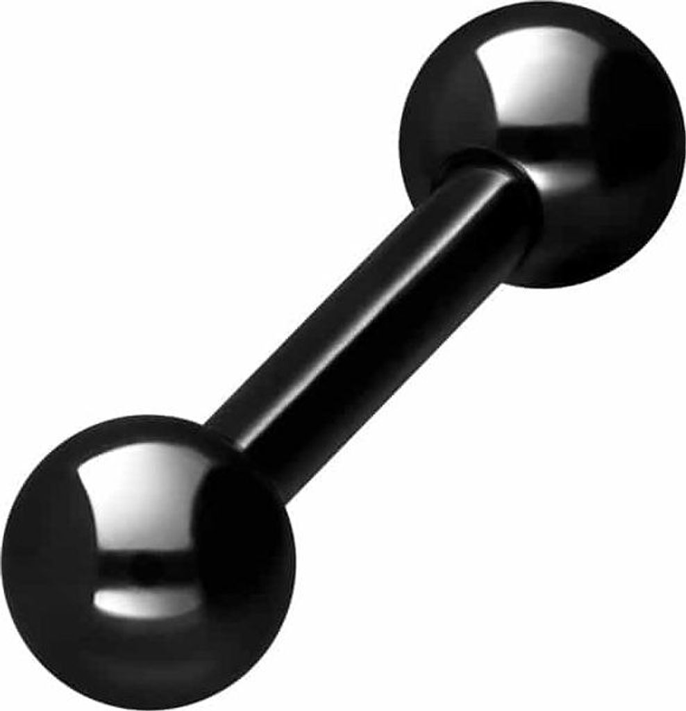 Zungenpiercing, Intim-Piercing Chirurgenstahl Barbell Schwarz Stablänge: 10mm + Stabstärke: 2mm + Kugelgröße: 5mm