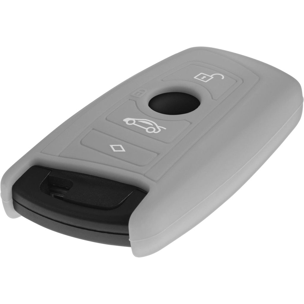 PhoneNatic Silikon Schlüssel Hülle kompatibel mit der BMW X3 F25, X5 F15 und X6 F16 4-Tasten Fernbedienung in grau Funkschlüssel 4-Key